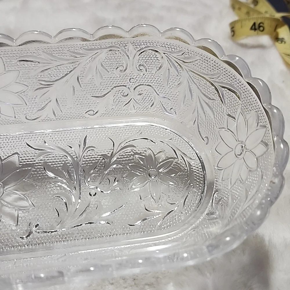 Elegant Clear Glass Floral Tray
